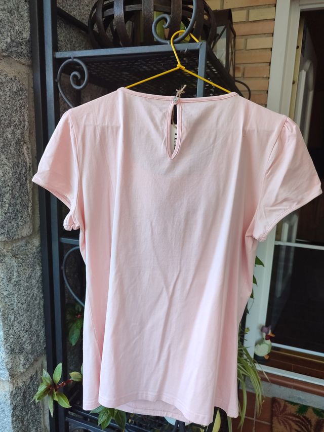 Blusa rosa manga corta - Talla L