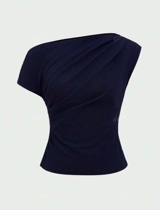 Top azul drapeado - Talla única