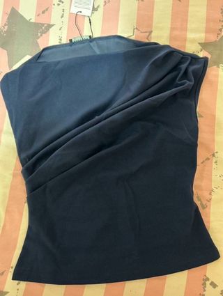 Top azul drapeado - Talla única