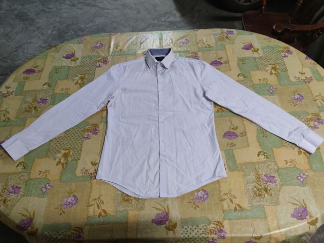 Camisa Cuadritos Azul Zara Talla M Slim Fit