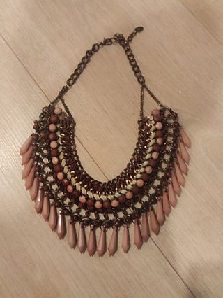 Collar abalorios - burdeos rosa