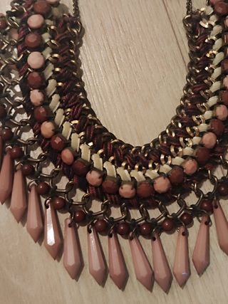 Collar abalorios - burdeos rosa