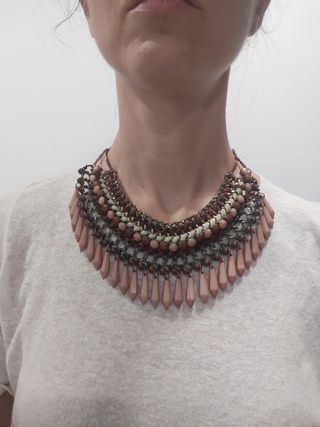 Collar abalorios - burdeos rosa