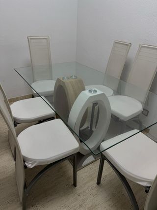 Mesa comedor cristal 6 sillas