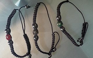 3 PULSERAS DE HOMBRE PIOLAS NEGRAS Y BRILLOS 