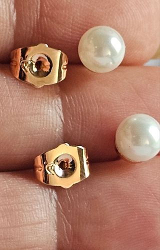 Pendientes perla oro rosa 14k