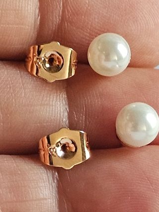 Pendientes perla oro rosa 14k