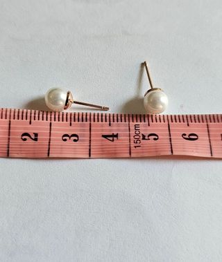 Pendientes perla oro rosa 14k