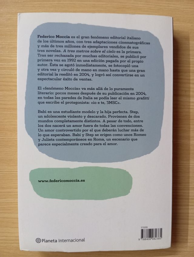 A tres metros sobre el cielo.Libro Federico Moccia