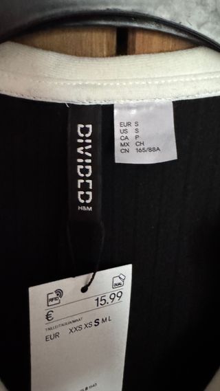 Vestido negro canalé H&M - Talla S