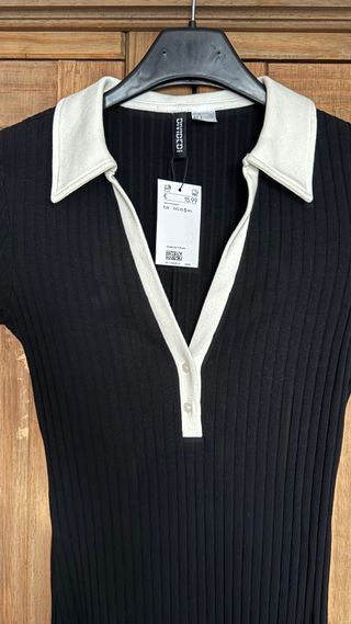 Vestido negro canalé H&M - Talla S