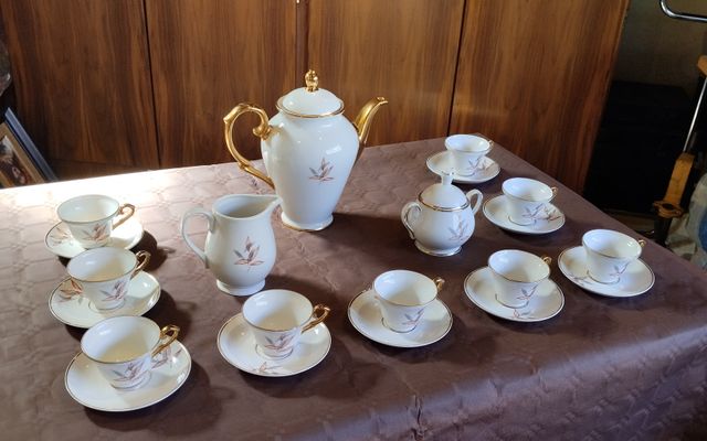 Juego café vintage porcelana decorada - 21 piezas