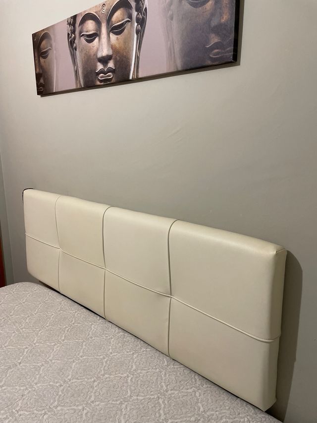 Cabecero cama piel sintética beige