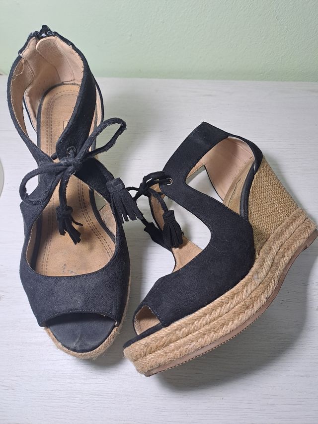 Sandalias cuña negras -talla 39