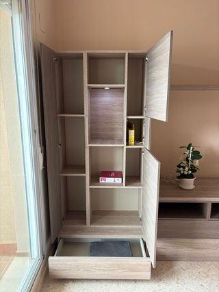Mueble modular salón - Gris y marrón