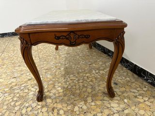 Mesa centro vintage madera mármol