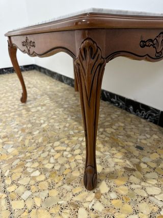 Mesa centro vintage madera mármol