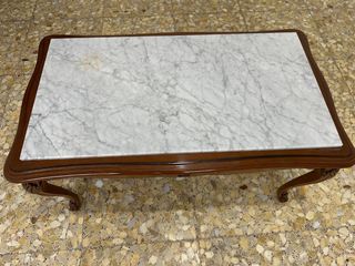 Mesa centro vintage madera mármol