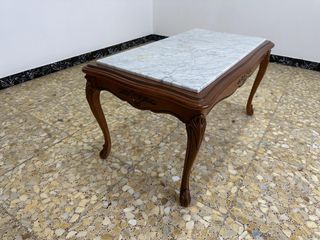 Mesa centro vintage madera mármol