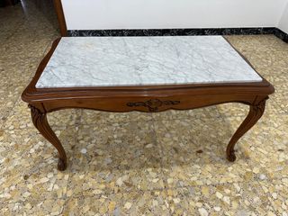 Mesa centro vintage madera mármol