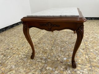 Mesa centro vintage madera mármol