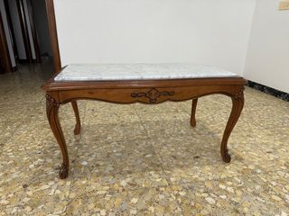 Mesa centro vintage madera mármol