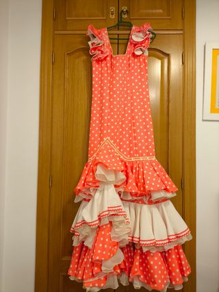 Traje de gitana lunares rosa-blanco