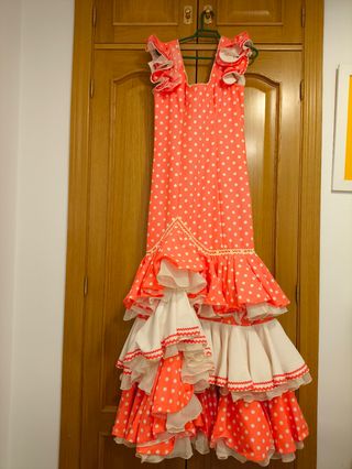 Traje de gitana lunares rosa-blanco