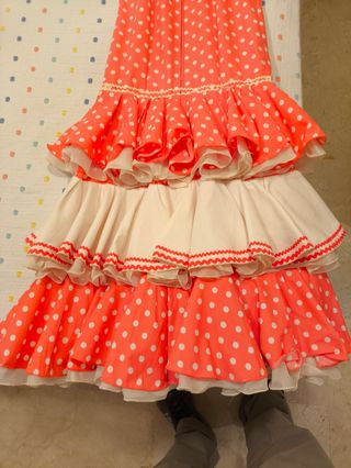 Traje de gitana lunares rosa-blanco