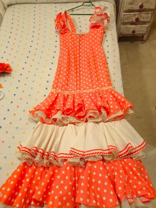 Traje de gitana lunares rosa-blanco