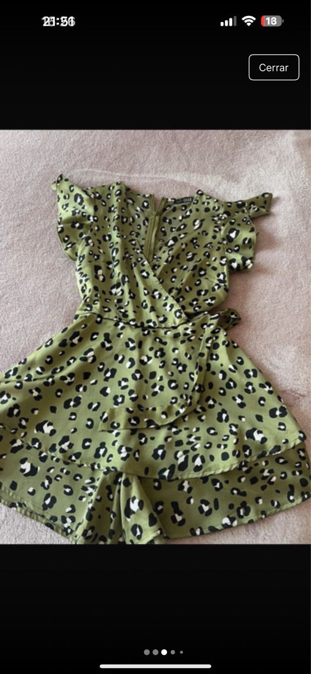 Vestito corto stampato leopardo verde oliva
