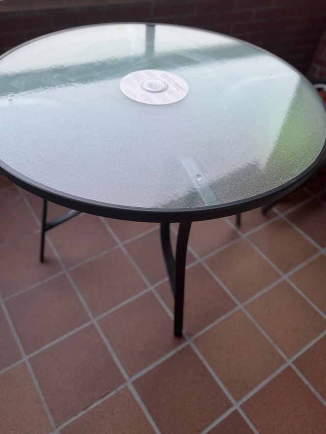 Mesa jardín acero cristal