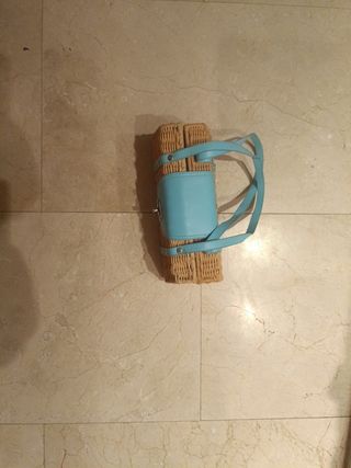 Bolso mimbre turquesa