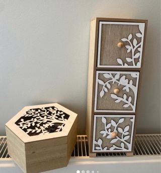 2 Cajas Decorativas de Madera - Flores