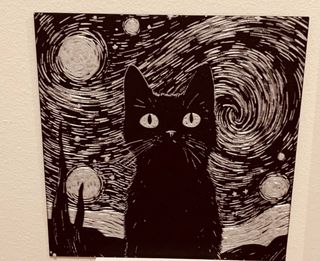 Lámina Gato Van Gogh 3D