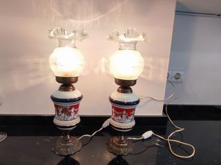 2 lámparas vintage porcelana