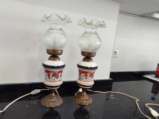 2 lámparas vintage porcelana