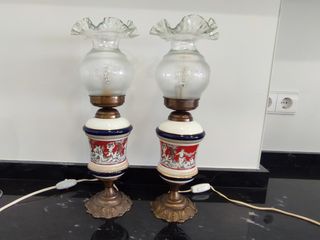 2 lámparas vintage porcelana