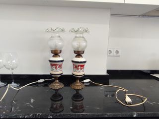 2 lámparas vintage porcelana