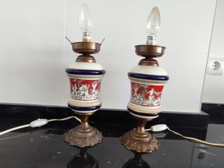 2 lámparas vintage porcelana