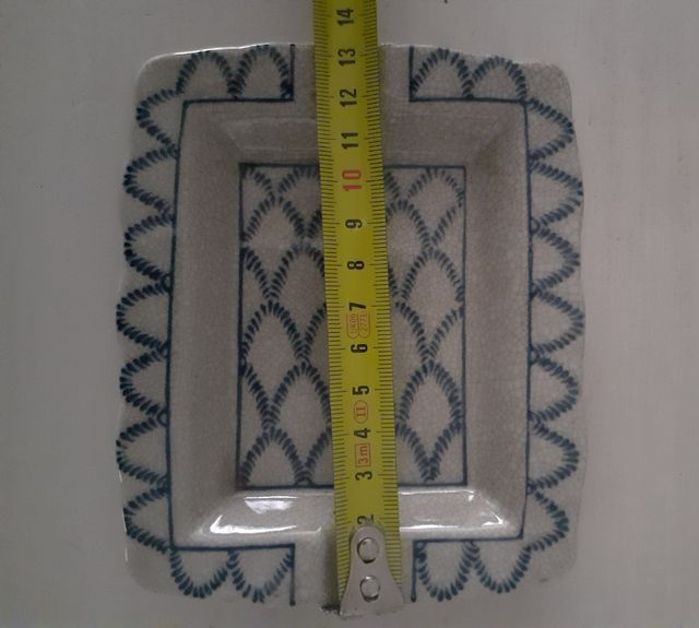 Cenicero cerámico azul y crema