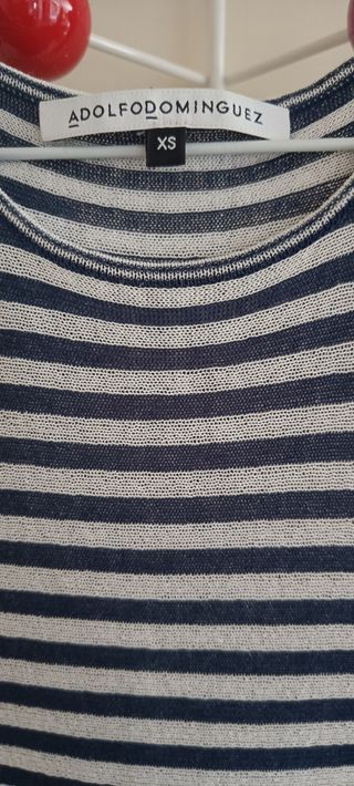 Vestido rayas midi blanco-azul