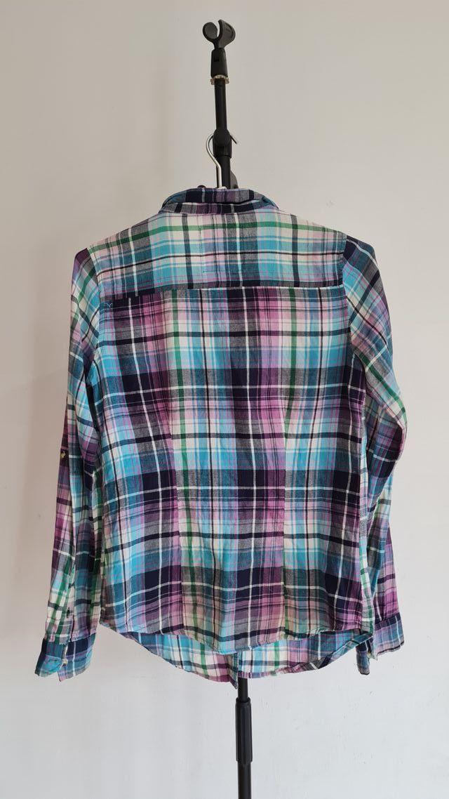 Camisa cuadros mujer manga larga - Azul, Morado