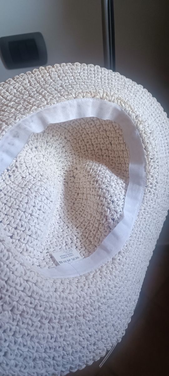 Cappello paglia bianco fiore beige