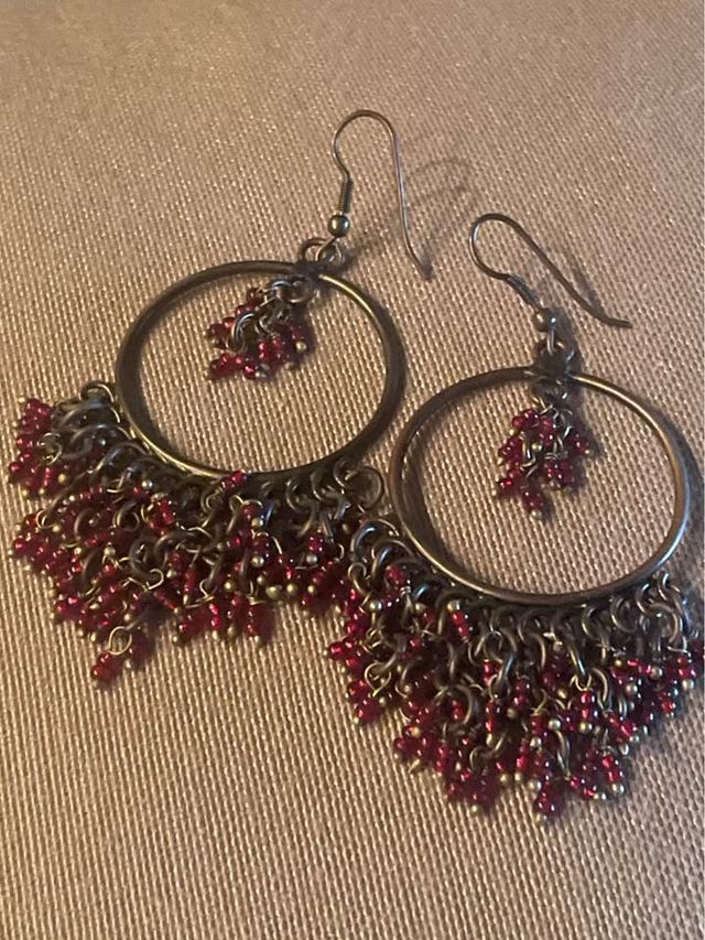 Orecchini rame | Perline rosse