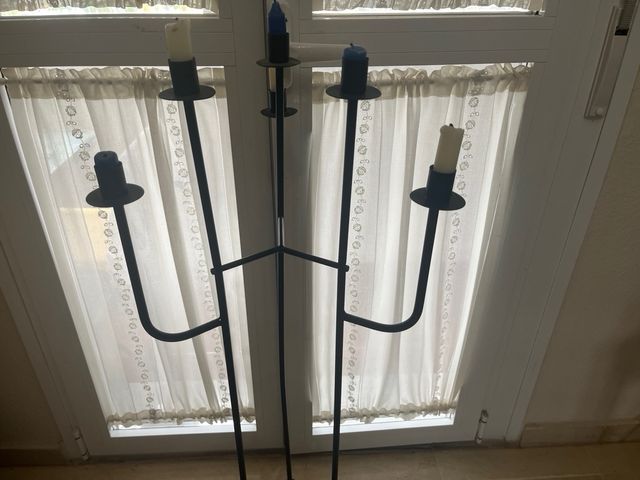 Candelabro 5 brazos metal negro