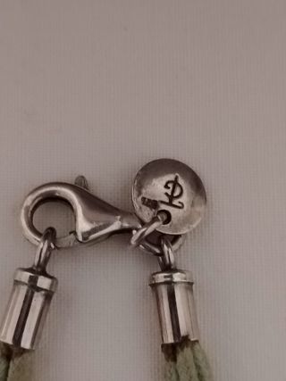 Gargantilla plata 925 y 4 cordones de piel verdes