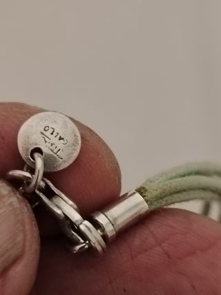 Gargantilla plata 925 y 4 cordones de piel verdes