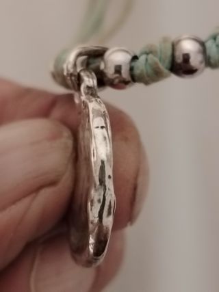 Gargantilla plata 925 y 4 cordones de piel verdes