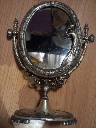 Espejo tocador antiguo plateado